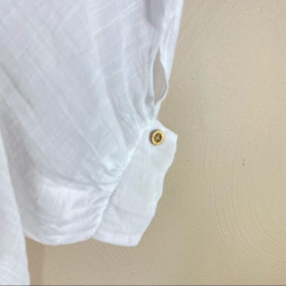 Shein Bat Wing Button Front Swing Blouse White XS Semi Sheer - Picture 7 of 12